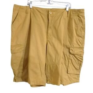 Kanji Shorts Men 44 Golden Yellow Cargo Streetwear Japanese 100% Cotton Baggy